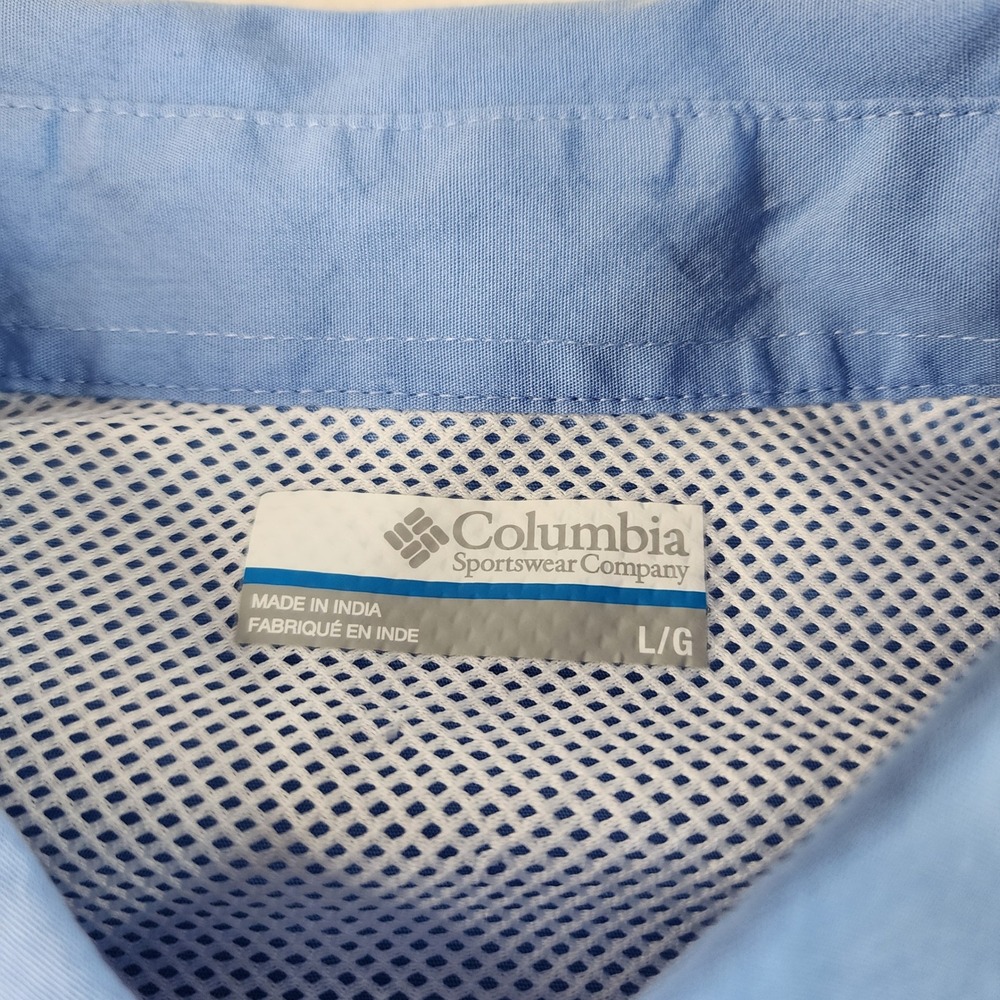 Columbia PFG Bahama II Vented Fishing Shirt Mens Large Blue Short Sleeve FM7130 - Picture 3 of 11